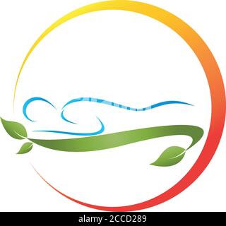 Foglie, albero, persone, mani, naturopata, logo Illustrazione Vettoriale
