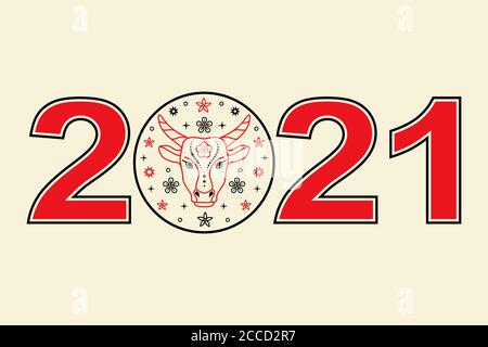 Lunare nuovo anno 2021. Illustrazione Vettoriale