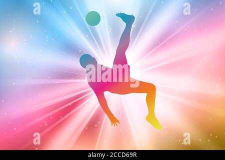 Silhouette maschile giocatore di calcio, colorato, arcobaleno Illustrazione Vettoriale