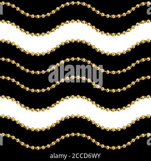 Motivo senza cuciture di piccole catene dorate su sfondo nero. Repeat design ready tessuto, stampe, tessuto. Foto Stock