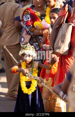 Attukal Pongala è un festival di 10 giorni celebrato al Tempio Attukal, Thiruvananthapuram, Kerala, India Foto Stock