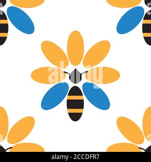 Ape e fiore senza cuciture motivo Illustrazione Vettoriale