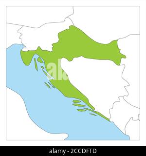 Mappa della Croazia verde evidenziata con i paesi vicini. Illustrazione Vettoriale