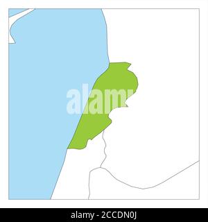 Mappa del Libano verde evidenziata con i paesi vicini. Illustrazione Vettoriale
