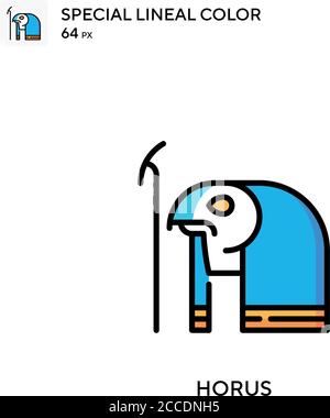 Horus icona colore lineare speciale. Modello di disegno simbolo illustrazione per elemento dell'interfaccia utente Web mobile. Pittogramma moderno a colori perfetto su tratti modificabili. Illustrazione Vettoriale