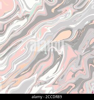 Disegno di tessitura di marmo liquido, superficie di marbling colorata, disegno di vernice astratta vibrante, illustrazione vettoriale Illustrazione Vettoriale