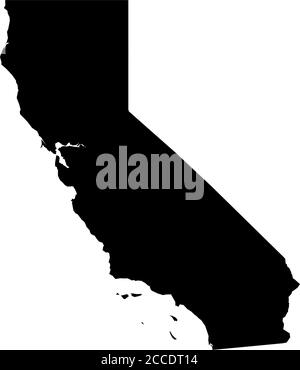 California, stato degli Stati Uniti - mappa della silhouette nera dell'area di campagna. Semplice illustrazione vettoriale piatta. Illustrazione Vettoriale