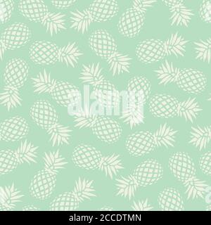 Motivo senza giunture in ananas su sfondo Mint, illustrazione vettoriale Illustrazione Vettoriale