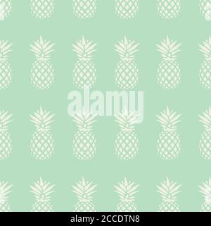 Motivo senza giunture in ananas su sfondo Mint, illustrazione vettoriale Illustrazione Vettoriale