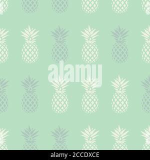 Motivo senza giunture in ananas su sfondo Mint, illustrazione vettoriale Illustrazione Vettoriale