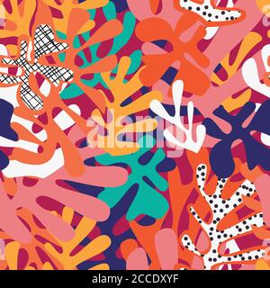 Forme ispirate Matisse motivo senza giunture, design colorato, illustrazione vettoriale Illustrazione Vettoriale