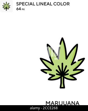 Marijuana icona di colore lineare speciale. Modello di disegno simbolo illustrazione per elemento dell'interfaccia utente Web mobile. Pittogramma moderno a colori perfetto su tratti modificabili. Illustrazione Vettoriale