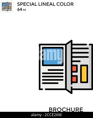 Brochure icona colore lineal speciale. Modello di disegno simbolo illustrazione per elemento dell'interfaccia utente Web mobile. Pittogramma moderno a colori perfetto su tratti modificabili. Illustrazione Vettoriale
