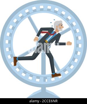 Uomo di affari ruota criceto Stress concetto in esecuzione Illustrazione Vettoriale