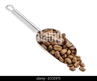 Sessola con i chicchi di caffè isolati Foto Stock