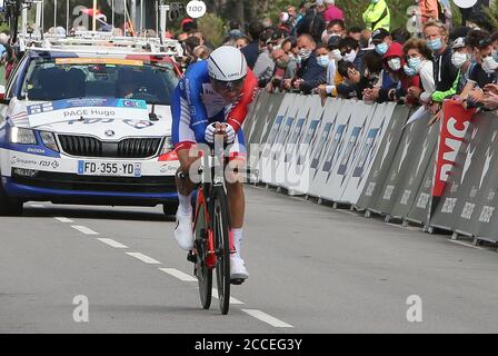 Grand-Champ, Francia. 21 agosto 2020. Hugo Page in Groupama - FDJ durante il campionato francese 2020, Men's Elite Time Trial, il 21 agosto 2020 a Grand-Champ, Francia - Foto Laurent Lairys / MAXPPP Credit: Laurent Lairys/Agence Locevaphotos/Alamy Live News Foto Stock