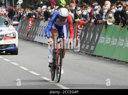 Grand-Champ, Francia. 21 agosto 2020. Anthony Roux in Groupama - FDJ durante il campionato francese 2020, Men's Elite Time Trial, il 21 agosto 2020 a Grand-Champ, Francia - Foto Laurent Lairys / MAXPPP Credit: Laurent Lairys/Agence Locevaphotos/Alamy Live News Foto Stock