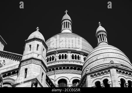 Parigi, Francia, Europa, Montmartre, Sacro cuore, Bianco e Nero, Belle Arti, Foto Stock