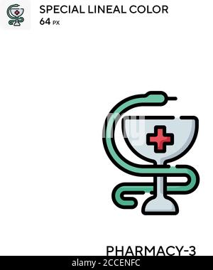 Pharmacy-3 icona colore lineare speciale. Modello di disegno simbolo illustrazione per elemento dell'interfaccia utente Web mobile. Illustrazione Vettoriale