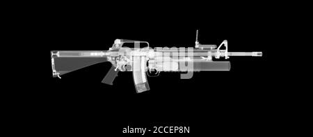 Fucile M16 con lanciagranate M203, raggi X. Foto Stock