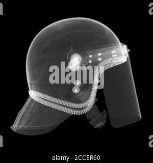 Casco da sommossa della polizia, raggi X. Foto Stock