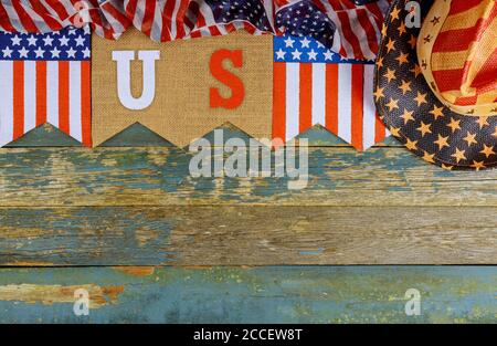 Patriottismo festivo federale del Labor Day Memorial Day della bandiera americana sullo sfondo Foto Stock
