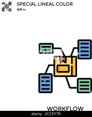 Flusso di lavoro icona colore lineare speciale. Modello di disegno simbolo illustrazione per elemento dell'interfaccia utente Web mobile. Illustrazione Vettoriale