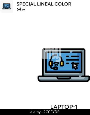 Laptop-1 icona colore lineare speciale. Modello di disegno simbolo illustrazione per elemento dell'interfaccia utente Web mobile. Illustrazione Vettoriale