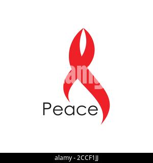 semplice vettore di logo peace a nastro con curve rosse Illustrazione Vettoriale