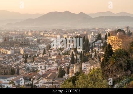 Spagna, Granada, Realejo, Barranco del Abogado, punto di vista Foto Stock