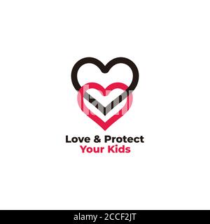 vettore del logo del simbolo di protezione per i bambini Illustrazione Vettoriale