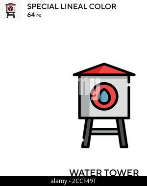 Torre dell'acqua icona di colore lineare speciale. Modello di disegno simbolo illustrazione per elemento dell'interfaccia utente Web mobile. Illustrazione Vettoriale