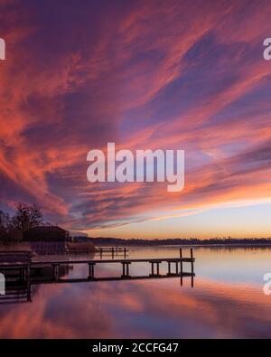 Alba sul Lago di Chiemsee Foto Stock