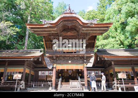 Nagano, Giappone - Suwa-taisha (Grande Santuario di Suwa) Shimosha Akimiya a Shimosuwa, Prefettura di Nagano, Giappone. Foto Stock