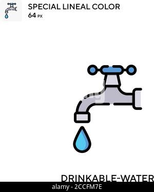 Acqua potabile icona di colore lineare speciale. Modello di disegno simbolo illustrazione per elemento dell'interfaccia utente Web mobile. Illustrazione Vettoriale