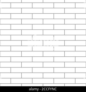 Motivo senza giunture per muratura. Aspetto semplice del legame di mattone di Stretcher. Design tradizionale in muratura. Illustrazione vettoriale monocromatica senza interruzioni. Illustrazione Vettoriale