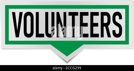 Banner di discorso di carta VERDE con volontario di parola su sfondo bianco. Illustrazione Vettoriale