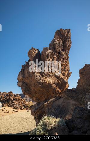 Formazioni rocciose presso il punto di osservazione Minas de San Jose, il Parco Nazionale El Teide, Patrimonio Mondiale dell'UNESCO, Tenerife, Isole Canarie, Spagna Foto Stock