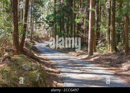 Splendida vista panoramica tra la stazione di Nagiso e Tsubago-juku su Nakasendo a Nagiso, Nagano, Giappone. Nakasendo è famosa antica strada. Foto Stock