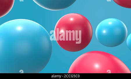 3d rendering sfondo sfera blu e rossa. forma geometrica degli oggetti 3d Foto Stock