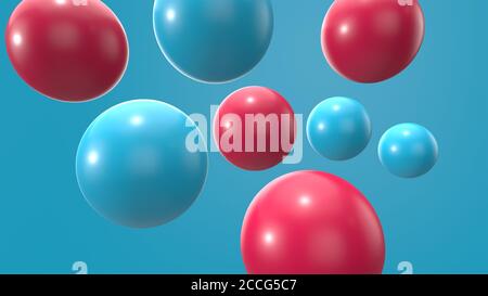 3d rendering sfondo sfera blu e rossa. forma geometrica degli oggetti 3d Foto Stock