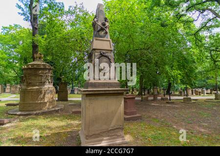 Hoppenlaufriedhof o Hoppenlau Cimitero del 1626, Stoccarda, Baden-Württemberg, Germania del Sud, Europa Foto Stock