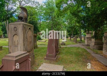 Hoppenlaufriedhof o Hoppenlau Cimitero del 1626, Stoccarda, Baden-Württemberg, Germania del Sud, Europa Foto Stock