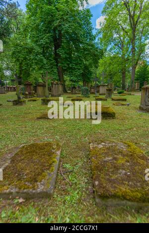 Hoppenlaufriedhof o Hoppenlau Cimitero del 1626, Stoccarda, Baden-Württemberg, Germania del Sud, Europa Foto Stock