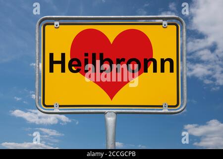 Ortstafel Heilbronn, Baden-Württemberg, Deutschland | indicazione località Heilbronn, Baden-Württemberg, Germania, Europa Foto Stock
