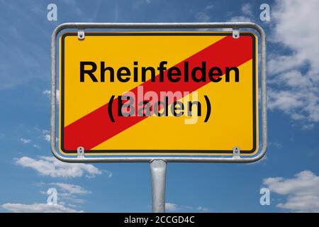 Ortstafel Rheinfelden (Baden), Baden-Württemberg, Deutschland | indicazione località Rheinfelden (Baden), Baden-Württemberg, Germania, Europa Foto Stock