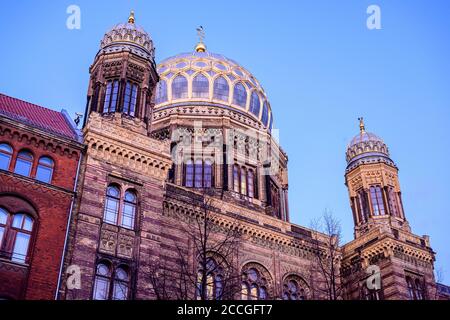 Germania, Berlino, Nuova Sinagoga su Oranienburger Strasse. Foto Stock