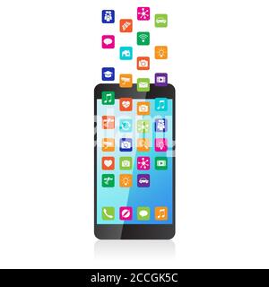L'applicazione scaricata e installata sullo smartphone. Illustrazione vettoriale Illustrazione Vettoriale