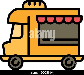 Icona del vecchio camion per alimenti. Delineare la vecchia icona vettore di camion alimentare per il web design isolato su sfondo bianco Illustrazione Vettoriale