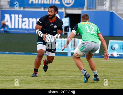 HENDON, Regno Unito, 22 AGOSTO: Billy Vinipola di Saracens durante il Gallagher Premiership Rugby tra Saracens e Harlequins allo stadio Allianz Park, Hendonon 22 agosto, 2020 Credit: Action Foto Sport/Alamy Live News Foto Stock